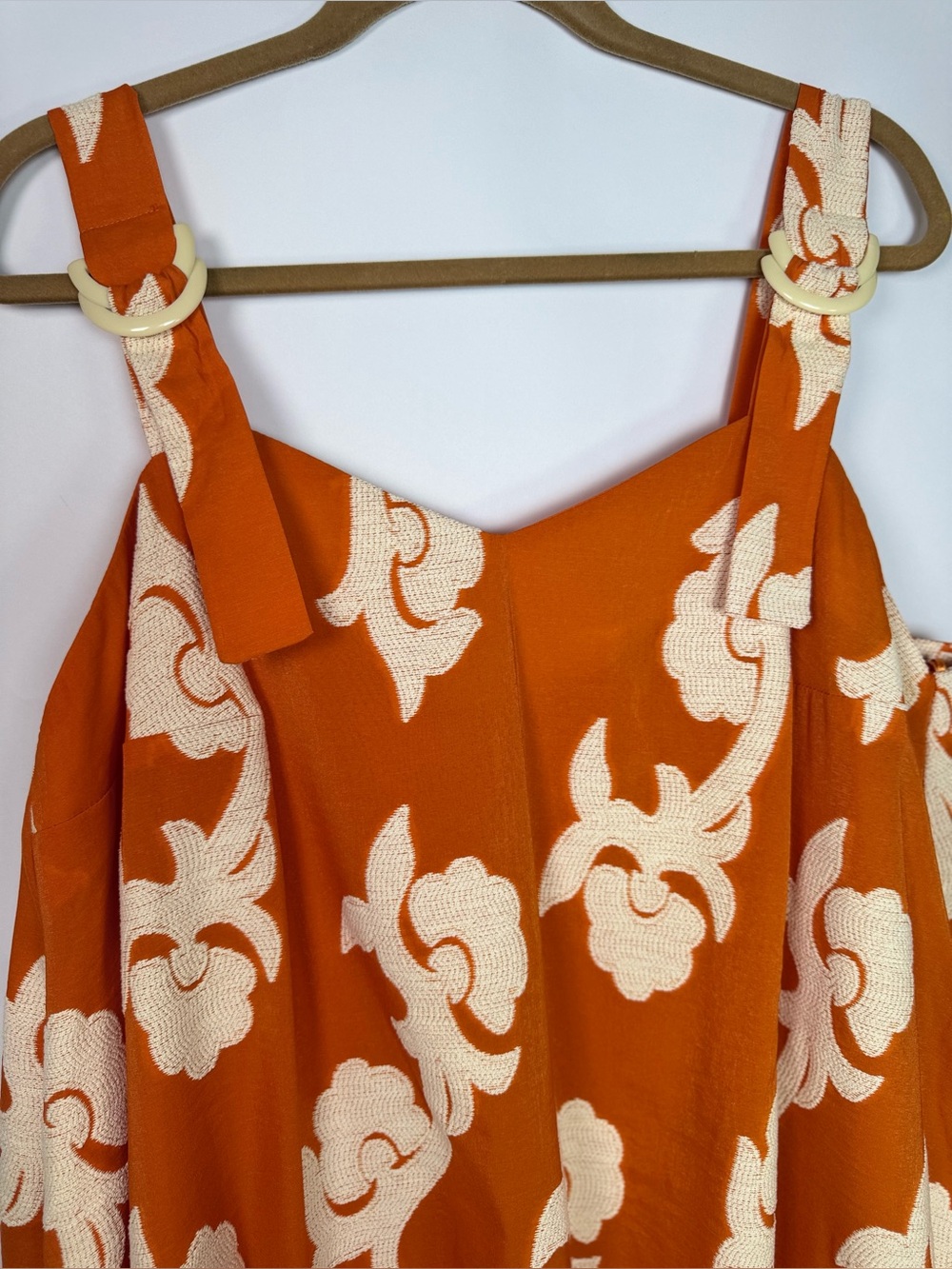 Orange Floral A-Line Maxi Skirt with Cream Print - Picture 4 of 11